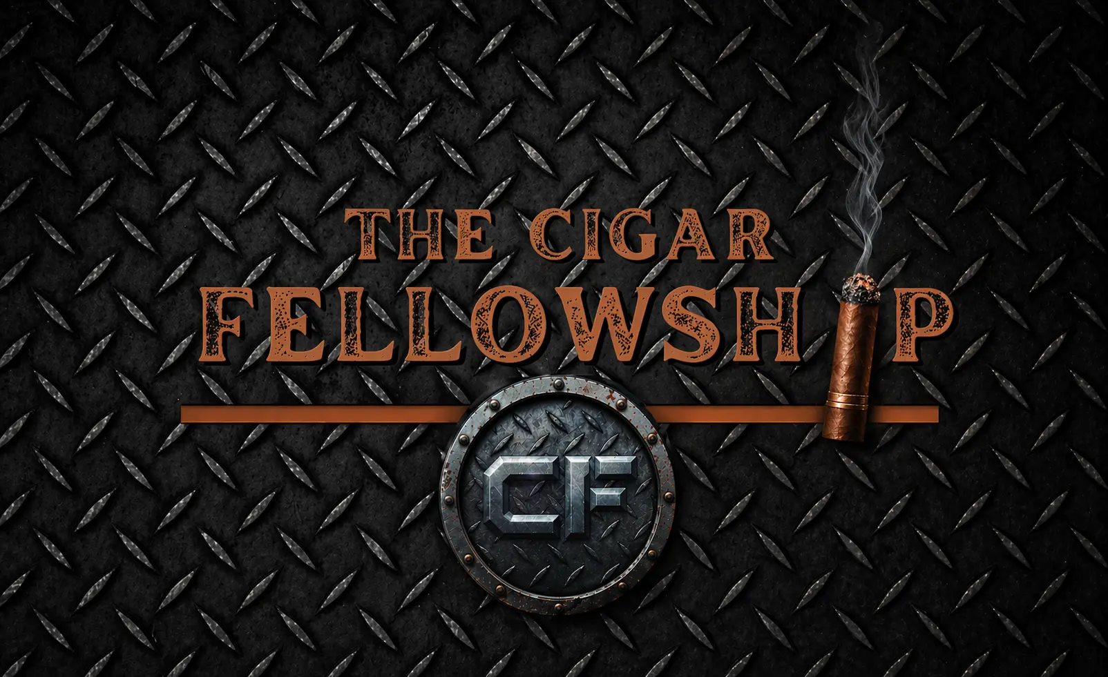 Moody cinematic shot of thick swirling cigar smoke in a dark industrial space with warm amber backlighting